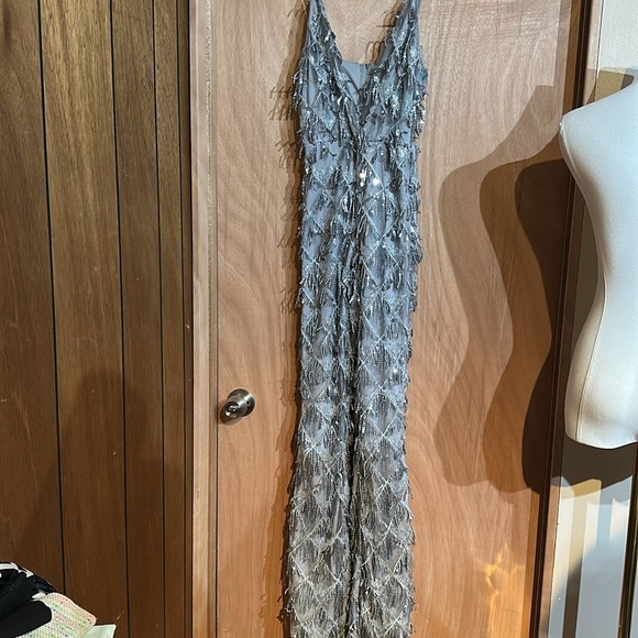 PrettyLittleThing Glittering Silver Jumpsuit - Picture 3 of 5